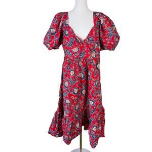 House of Harlow 1960 Floral Puff Sleeve Midi Dress US Women's XL